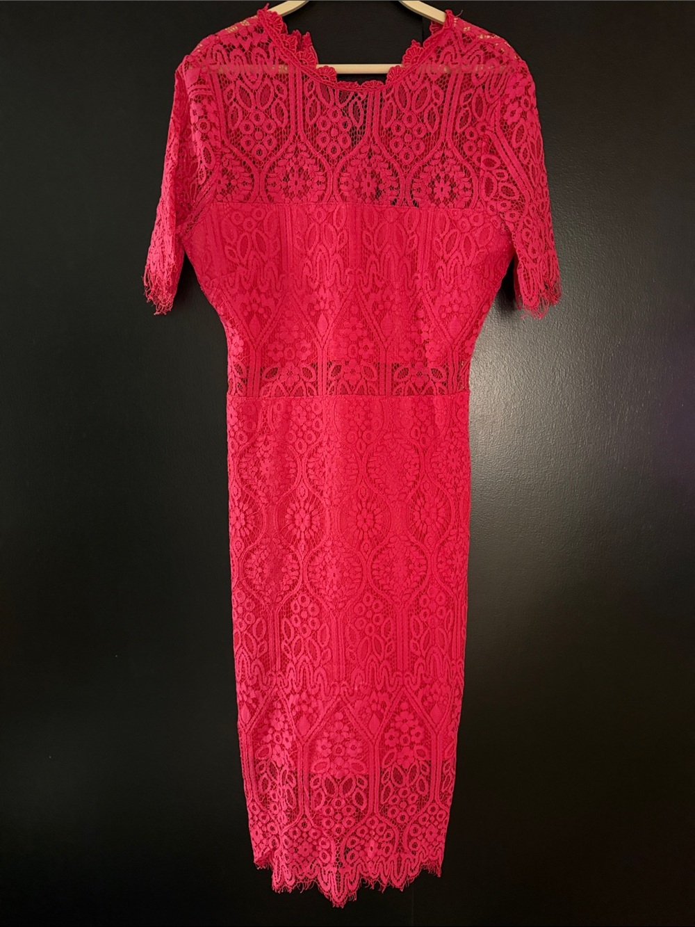 Lulu's Hot Pink Lace Midi Dress